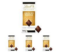 Lindt Excellence Dark Chocolate Crunchy Waffle Bar 100g (Pack of 4)