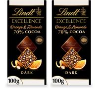 Lindt Excellence Passion Orange and Almond Dark Chocolate Bar 100g Pack of