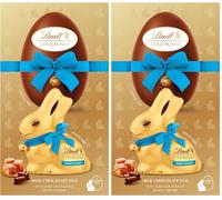 Lindt Gold Bunny Egg Salted Caramel Milk Chocolate Easter Bunny 195g - Iconic Foil Wrapped Bunny - Indulgent Easter Chocolate Treat - Easter, gift (Pack of 2)