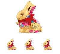 Lindt Gold Bunny Flower Milk Chocolate Easter Bunny 100g - Iconic Foil Wrapped Bunny Made from Premium Swiss Chocolate - Seasonal Easter Chocolate Treat - Easter, gift (Pack of 4)