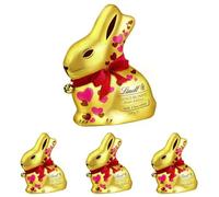 Lindt Gold Bunny Hearts Milk Chocolate Easter Bunny 200g - Iconic Foil Wrapped Bunny - Easter Chocolate for Sharing - Easter, gift (Pack of 4)