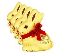 Lindt Gold Bunny Milk Chocolate Easter Bunny 100g - Iconic Foil Wrapped Bunny Made from Premium Swiss Chocolate - Easter Chocolate Treat - Easter, gift (Pack of 4)