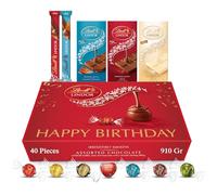Lindt Happy Birthday Chocolates Gift Box - 910g (40-Piece Set) - Assorted Chocolate Bars & Truffles, Lindor Chocolate Hamper, Birthday Gifts for Women and Men, Boyfriends and Girlfriends