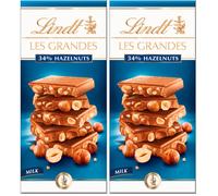 Lindt Les Grandes Milk Chocolate Hazelnut Bar 150g Pack of 2