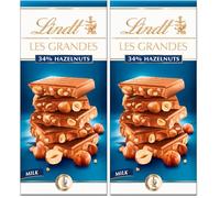 Lindt Les Grandes Milk Chocolate Hazelnut Bar 150g (Pack of 2)