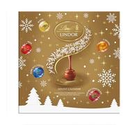 Lindt Lindor Assorted Chocolate Christmas Advent Calendar 2024 with Work Desk Stand | 109 g | 24 finest Lindor Mini Truffles with an Irresistible Smooth Melting Filling, Secret Santa Gift