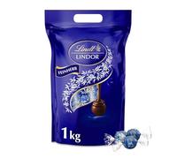 Lindt LINDOR Beutel Feinherb, gefüllt mit einzeln verpackten Schokoladen-Kugeln mit zartschmelzender Füllung - ca. 80 Kugeln, (1 x 1kg)