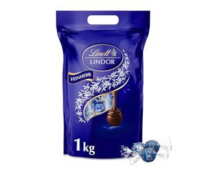 Lindt LINDOR Beutel Feinherb, gefüllt mit einzeln verpackten Schokoladen-Kugeln mit zartschmelzender Füllung - ca. 80 Kugeln, (1 x 1kg)
