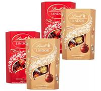 Lindt Lindor Chocolate Truffles Gift Pack, Milk and Assorted Flavours, 4 Boxes