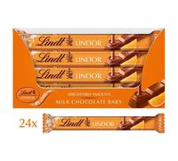 Lindt LINDOR Milk Orange Chocolate Snacking Bar 38g (Pack Of 24) - Full Box