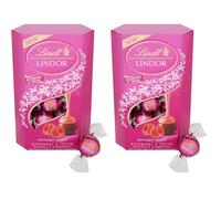 Lindt Lindor Raspberry and Cream Chocolate Truffles - 200g Box Approx 16 Ba