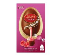 Lindt Lindor Raspberry and Cream Milk Chocolate Easter Egg Large, 260g - Contains Raspberry and Cream Milk Chocolate Truffles with a Smooth Melting Filling - Easter Gift