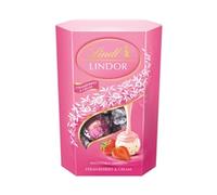 Lindt Lindor Strawberries and Cream Chocolate Truffles - 200g Box (Approx. 16 Balls) - Smooth Filling - Valentines Day, Mothers Day, Easter, Gift, Birthday, Congratulations Treat