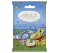 Lindt GOLD BUNNY Milk and White Chocolate Mini Eggs bag, 80g - Perfect for Easter treating or sharing - Individually wrapped Lindt GOLD BUNNY milk chocolate egg with a creamy white filling