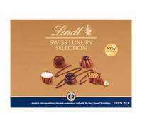 Lindt Swiss Luxury Selection - 193g Medium Gift Box - 19 Assorted Milk, Dark & White Chocolates - Christmas, Gift for Him & Her