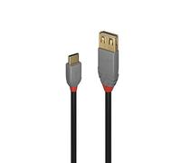 LINDY 0.15m Anthra Line USB 2.0 Type C to Female A Cable - Black