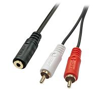 LINDY 0.25 m 3.5 mm Female to 2 x RCA Male AV Adapter Cable - Black