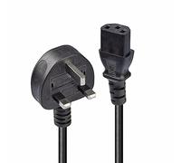 0.2m UK 3 Pin Plug to IEC C13 mains power Cable, Black