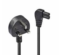 0.5m UK 3 Pin Plug to Right Angled IEC C7 mains power Cable, Black