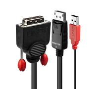 Lindy 0.5m DVI-D (with USB) to DP Active Adapter Cable, Black