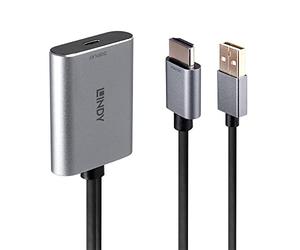 LINDY 0.5m HDMI to USB Type C Converter - 4K UHD 3840x2160@60Hz, 18Gbps, DP 1.2 Alt. Mode, HDCP 1.4, 7.1ch 192kHz 24bit Sound, Aluminium