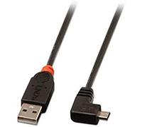 LINDY 31975 0.5m USB Micro-B Cable, 90 Degree Right Angle, Black