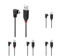 LINDY 0.5m USB 2.0 Cable, Type A to Mini-B, 90 Degree Right Angle (Pack of 5)
