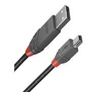 Lindy 0.5m USB 2.0 Type A to Mini-B Cable, Anthra Line, Pro Range, Gold Plated