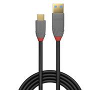 LINDY 36910 USB Cable USB 3.2 Gen 2 USB-C to USB-A 0.50 m Black Grey