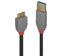 LINDY USB 3.2 Type A to Micro-B Cable, Anthra Line - Black, 0.5m
