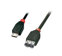 LINDY 0.5m USB OTG Cable - Black, Type Micro-B to Type A