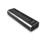 Lindy 10 Port USB 3.0 Hub with On/Off Switches USB 3.2 Gen 1 (3.1 Gen 1) Type-B USB 3.2 Gen 1 (3.1 Gen 1) Type-A 5000 Mbit/s Black Acrylonitrile butadiene styrene (ABS) Aluminium 1 m