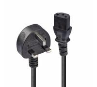 15m UK 3 Pin Plug to IEC C13 mains power Cable, Black