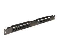 Lindy 19' CAT6 1U 16 Port RJ-45 Patch Panel, Unshielded, Black