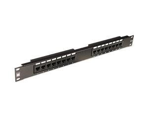 LINDY 19 Inch CAT6 1U 16 Port RJ-45 Patch Panel Unshielded Black