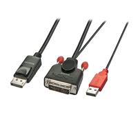 Lindy 1m DVI-D (with USB) to DP Active Adapter Cable, Black