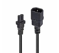 Lindy 1m IEC C14 to IEC C7 / Figure 8 Extension Power Cable, Black, for TV's, Laptops. Printers, Routers, Sky Q boxes, PS4/PS5 gaming consoles and any 2 pin power input device.