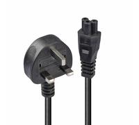 Lindy 1m UK 3-Pin Plug to IEC C5 Cloverleaf Mains Cable, 3A Fused, Black (30460)