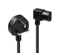 Lindy 1m UK Mains 3 Pin Plug to IEC C13 Right Angled Power Cable, Black