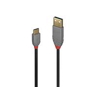 LINDY 1m USB 2.0 Type C to A Cable, Anthra Line Black