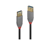 Lindy 1m USB 3.2 Gen 1 Type A Extension Cable, 5Gbps, Anthra Line, Black