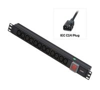 Lindy 1U 12 Way IEC Sockets. Horizontal PDU with IEC Mains Cable
