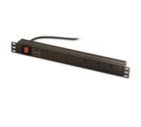 Lindy 1U 6 Way UK Surge Protected Sockets, Horizontal PDU with UK Plug - black
