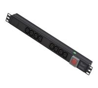 LINDY 1U 8 Way Horizontal Mount PDU IEC C14 Male to 8 x IEC Mains Sockets - Switched 3m