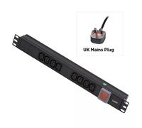 Lindy 1U 8 Way IEC Sockets Horizontal PDU with UK Mains Plug