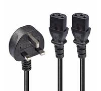 Lindy 2.5m UK 3 Pin Plug to 2 x IEC C13 Splitter Extension Cable, Black