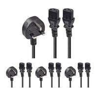 Lindy 2.5m UK 3 Pin Plug to 2 x IEC C13 Splitter Extension Cable, Black (Pack of 4)