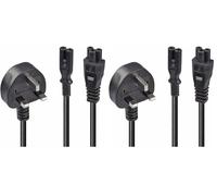 Lindy 2.5m UK 3 Pin Plug to IEC C5 & IEC C7 Splitter Extension Cable, Black (Pack of 2)