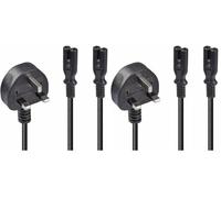 LINDY 2.5m UK Mains 3 Pin Plug to 2 x IEC C7 Splitter Power Cable/Figure 8 Lead, Black (Pack of 2)