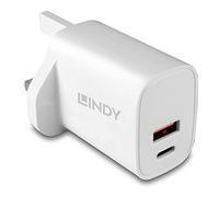 Lindy 20W USB Type A & C Fast Charger Plug, UK Fast Charging Plug For for iPhone, iPad, Samsung Galaxy,Dual Port Power Adaptor USB C Wall Plug